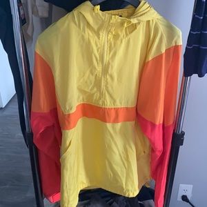 Forever 21 men NEON yellow orange and red windbreaker hoodie!
